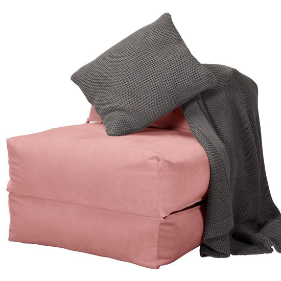 Avery - Single Futon Chair Bed, Folding Bed, Guest Bed By Lounge Pug, Velvet Rose Pink