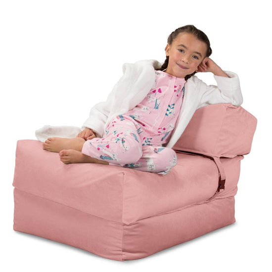 Avery - Single Futon Chair Bed, Folding Bed, Guest Bed By Lounge Pug, Velvet Rose Pink