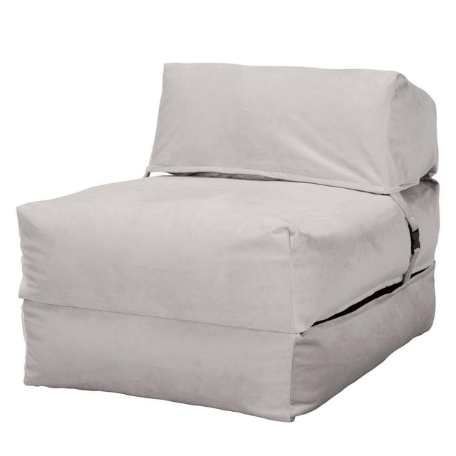 Avery - Single Futon Chair Bed, Folding Bed, Guest Bed By Lounge Pug, Velvet Silver