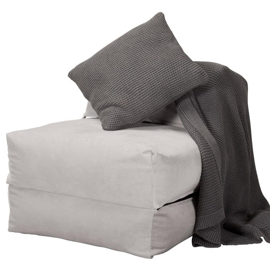 Avery - Single Futon Chair Bed, Folding Bed, Guest Bed By Lounge Pug, Velvet Silver