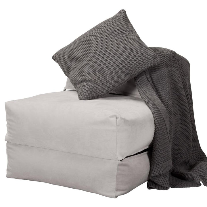 Avery - Single Futon Chair Bed, Folding Bed, Guest Bed By Lounge Pug, Velvet Silver