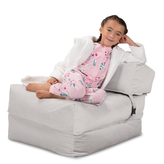 Avery - Single Futon Chair Bed, Folding Bed, Guest Bed By Lounge Pug, Velvet Silver