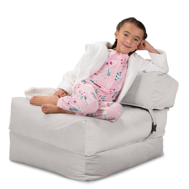 Avery - Single Futon Chair Bed, Folding Bed, Guest Bed By Lounge Pug, Velvet Silver
