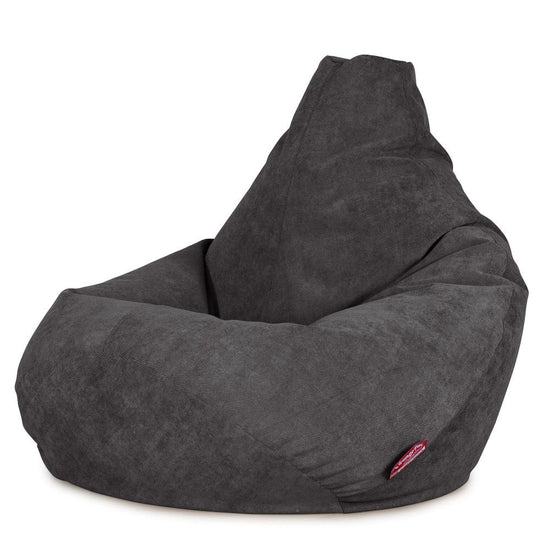 LOUNGE PUG - Bean Bag Chairs - HIGHBACK Gaming Chair Beanbag UK - BRISTOL FLOCK - GRAPHITE GREY