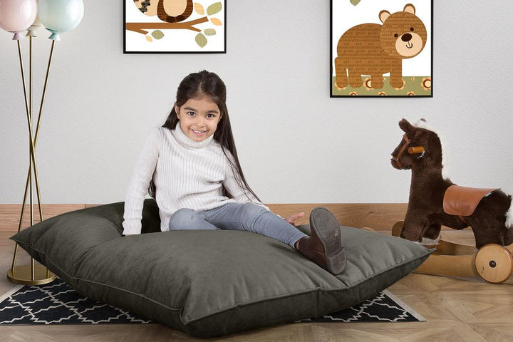 Junior Children's Beanbag - Velvet Graphite Grey 02