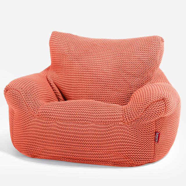 LOUNGE PUG - ELLOS KNIT - CHILDRENS Armchair - Kids Bean Bags UK -  CORAL PINK