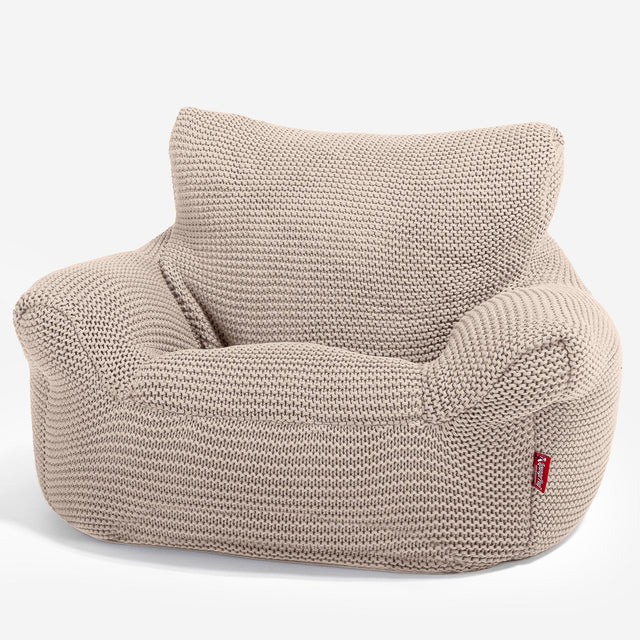 LOUNGE PUG - ELLOS KNIT - CHILDRENS Armchair - Kids Bean Bags UK -  CREAM