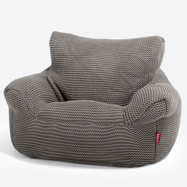 LOUNGE PUG - ELLOS KNIT - CHILDRENS Armchair - Kids Bean Bags UK -  GRAPHITE GREY