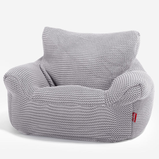LOUNGE PUG - ELLOS KNIT - CHILDRENS Armchair - Kids Bean Bags UK - LIGHT GREY