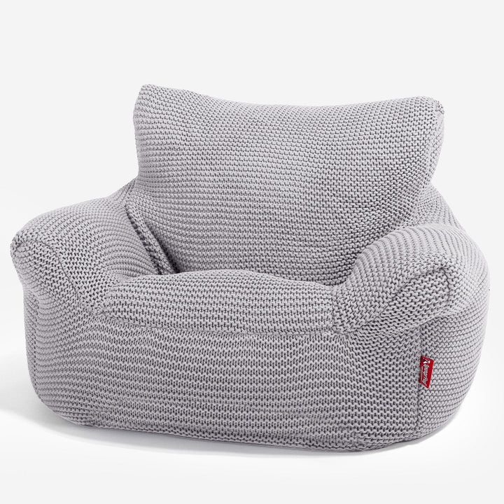 LOUNGE PUG - ELLOS KNIT - CHILDRENS Armchair - Kids Bean Bags UK -  LIGHT GREY