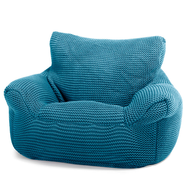LOUNGE PUG - ELLOS KNIT - CHILDRENS Armchair - Kids Bean Bags UK - PETROL BLUE