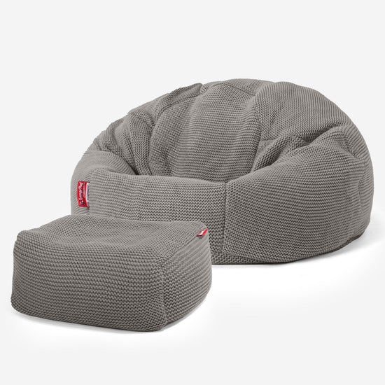 LOUNGE PUG - ELLOS KNIT - Bean Bag Chairs - CLASSIC Gaming Chair Beanbags - GRAPHITE GREY