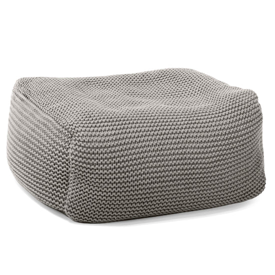 LOUNGE PUG - ELLOS KNIT - Bean Bag Footstool - Small - GREY - (Size 20cm H x 30cm D x 40cm Wide)