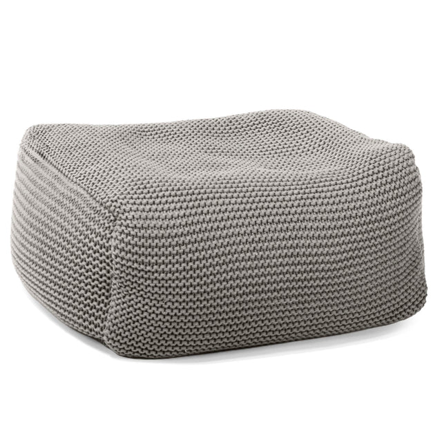 LOUNGE PUG - ELLOS KNIT - Bean Bag Footstool - Small - GREY - (Size 20cm H x 30cm D x 40cm Wide)