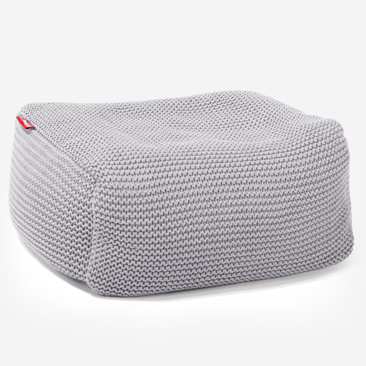 LOUNGE PUG - ELLOS KNIT - Bean Bag Footstool - Small - LIGHT GREY - (Size 20cm H x 30cm D x 40cm Wide)