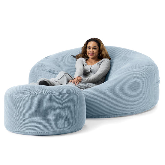 LOUNGE PUG - ELLOS KNIT - GIANT Bean Bag SOFA - MEGA MAMMOTH - Beanbag - MISTY BLUE