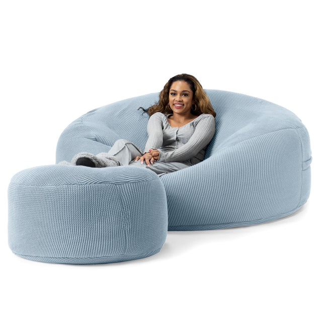 LOUNGE PUG - ELLOS KNIT - GIANT Bean Bag SOFA - MEGA MAMMOTH - Beanbag - MISTY BLUE