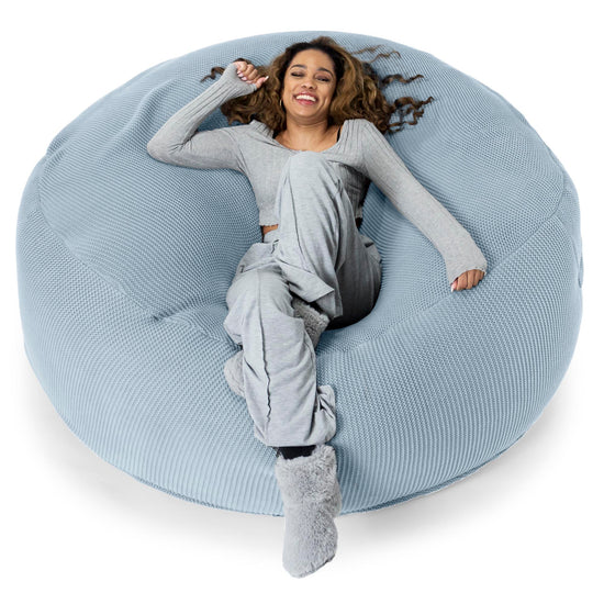 LOUNGE PUG - ELLOS KNIT - GIANT Bean Bag SOFA - MEGA MAMMOTH - Beanbag - MISTY BLUE