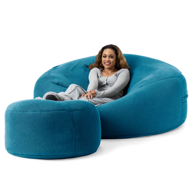 LOUNGE PUG - ELLOS KNIT - GIANT Bean Bag SOFA - MEGA MAMMOTH - Beanbag - PETROL BLUE