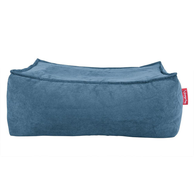 LOUNGE PUG - FLOCK - Bean Bag Footstool - Large - Aegean Blue - (Size 25cm H x 40cm D x 70cm Wide)
