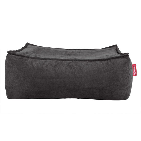 LOUNGE PUG - FLOCK - Bean Bag Footstool - Large - Graphite - (Size 25cm H x 40cm D x 70cm Wide)