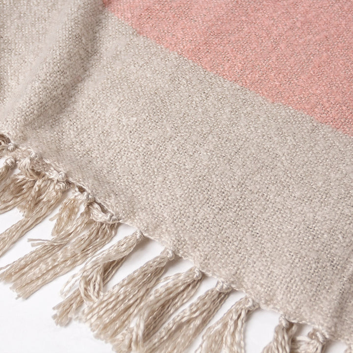 LOUNGE PUG Faux Mohair Throw, Tonal Blush Pink & Silver