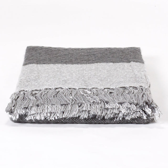 LOUNGE PUG Faux Mohair Throw, Tonal Slate Grey & Silver