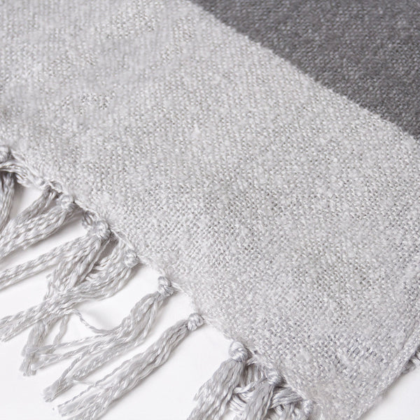 Faux Mohair Throw / Blanket - Tonal Slate Grey & Silver Fabric Close-up Image