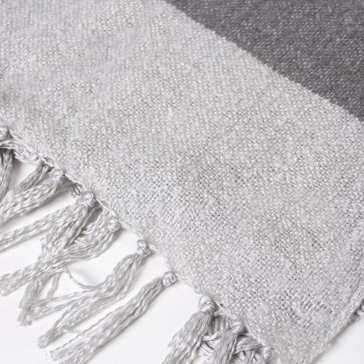 LOUNGE PUG Faux Mohair Throw, Tonal Slate Grey & Silver