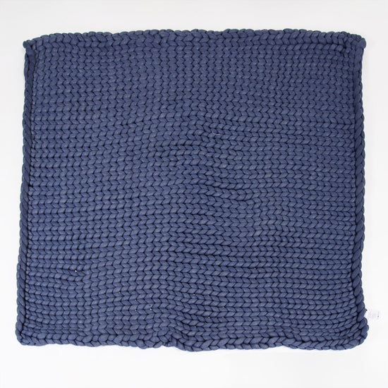 Lounge Pug - Heavy Calming Anxiety WEIGHTED BLANKET - for Adults - CHUNKY KNIT DARK BLUE - 5 KG 135 x 150 cm