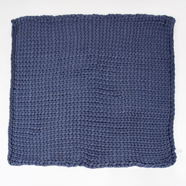Lounge Pug - Heavy Calming Anxiety WEIGHTED BLANKET - for Adults - CHUNKY KNIT DARK BLUE - 5 KG 135 x 150 cm