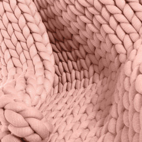 Weighted Blanket for Adults - Chunky Knit Dusty Pink Fabric Close-up Image