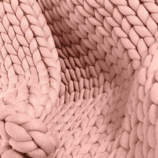 LOUNGE PUG Heavy Calming Anxiety WEIGHTED BLANKET for Adults CHUNKY KNIT DUSTY PINK 5 KG 135 x 150 cm