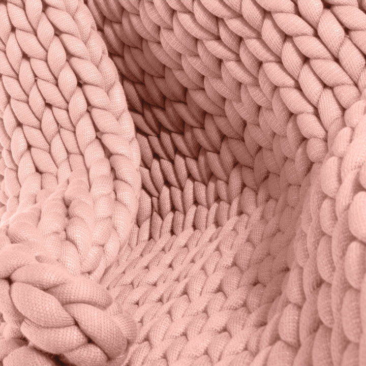 LOUNGE PUG Heavy Calming Anxiety WEIGHTED BLANKET for Adults CHUNKY KNIT DUSTY PINK 5 KG 135 x 150 cm