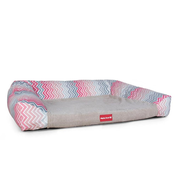 "The Sofa By Mighty-Bark" - Orthopedic Memory Foam Sofa Dog Bed, Large, Medium, XXL - Geo Print Pink