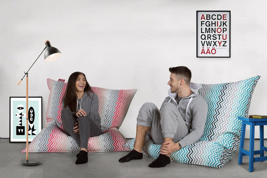 XL Pillow Beanbag - Geo Print Chevron Teal 02