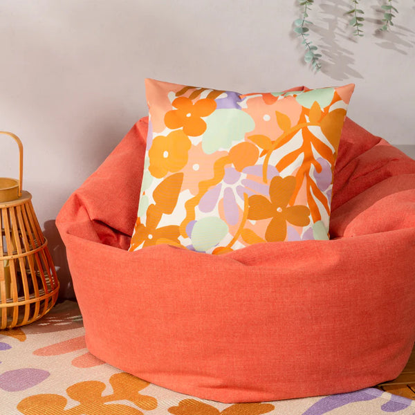 Outdoor Scatter Cushion Cover 43 x 43cm - Floral Print Fabric Close-up Image