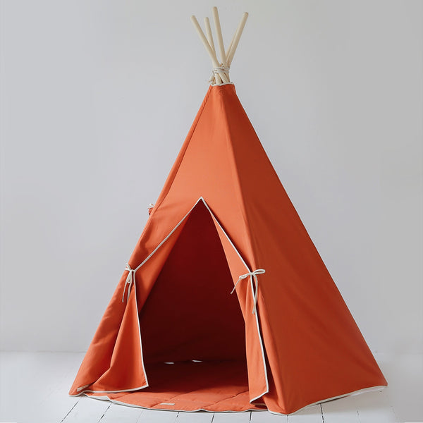 Children's Orange Indoor Teepee Tent Fabric Close-up Image