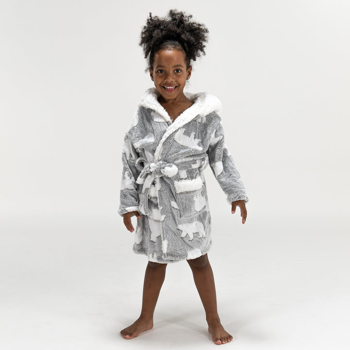 Children's Polar Bear Printed Fleece Robe 02