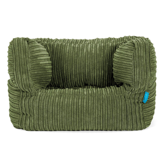 Albert Children's Bean Bag Armchair for Toddlers 1-3 yr - Cord Forest Green 01