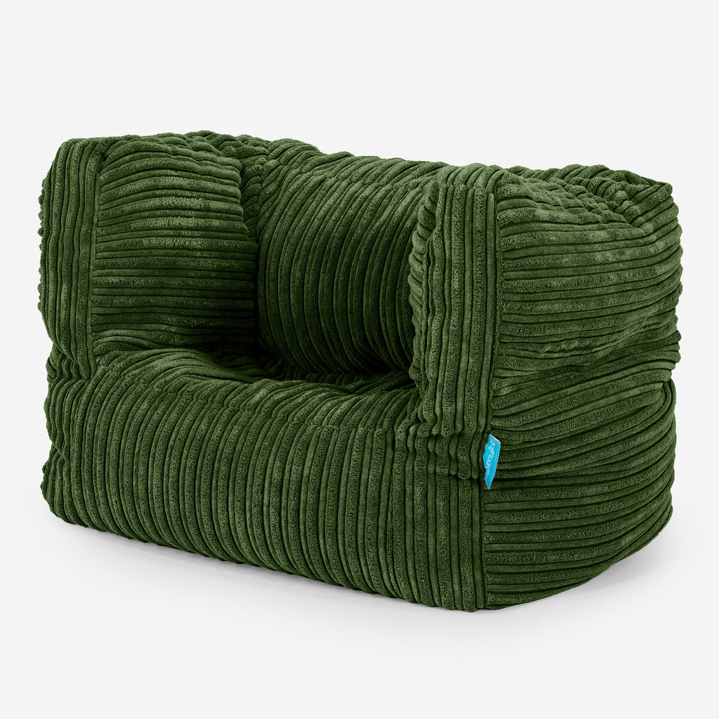 Albert Children's Bean Bag Armchair for Toddlers 1-3 yr - Cord Forest Green 02