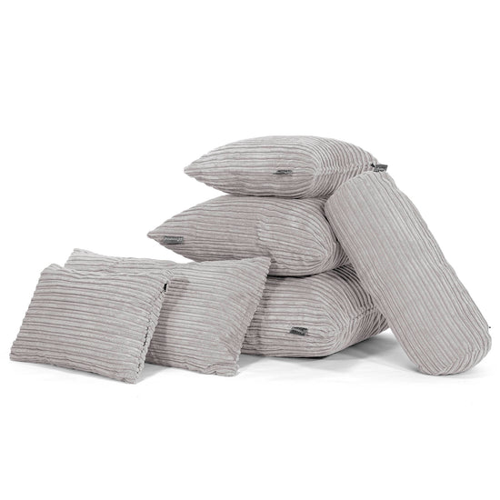 Bolster Scatter Cushion 20 x 55cm - Cord Aluminium Silver 04