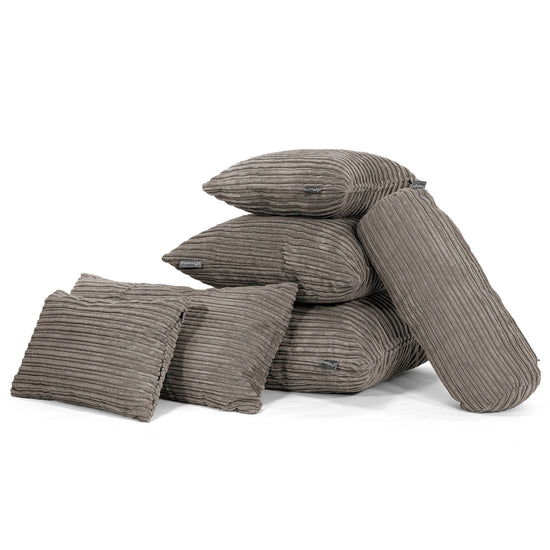 Bolster Scatter Cushion 20 x 55cm - Cord Graphite Grey 04