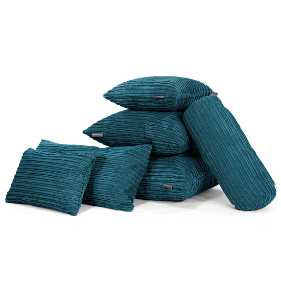 Bolster Scatter Cushion 20 x 55cm - Cord Teal Blue 04