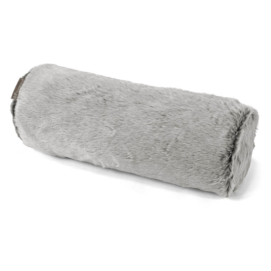 Bolster Scatter Cushion 20 x 55cm - Faux Rabbit Fur Light Grey 01