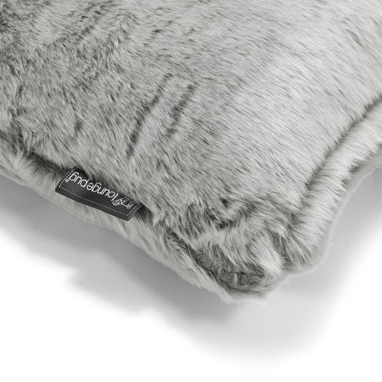 Bolster Scatter Cushion 20 x 55cm - Faux Rabbit Fur Light Grey 03