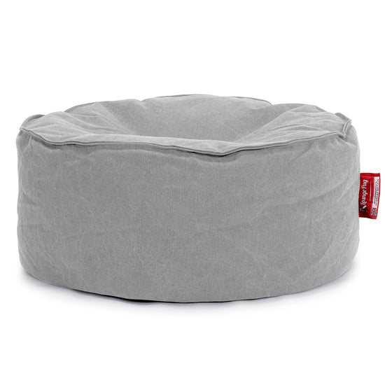 Large Round Pouffe - Canvas Pewter 01