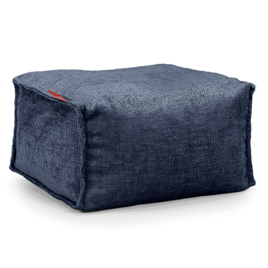 Small Footstool - Chenille Navy Blue 01