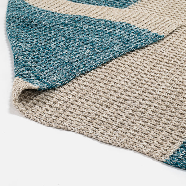Throw / Blanket - Knitted Chester Blue Fabric Close-up Image