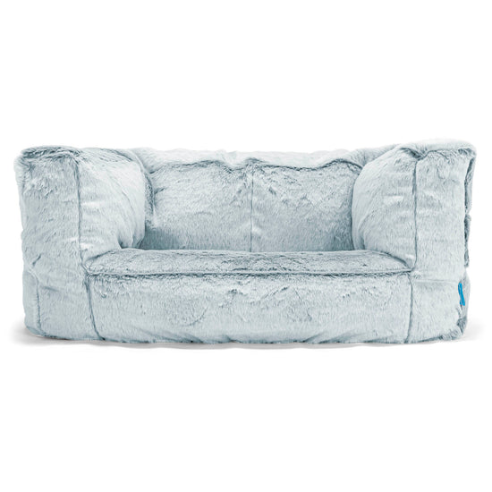 Albert Kids Sofa Bean Bag - Faux Rabbit Fur Dusty Blue 01